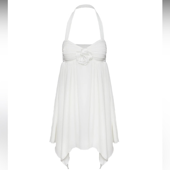 Princess Polly Dresses & Skirts - Princess Polly Rossly White Halter Neck Flower Dress